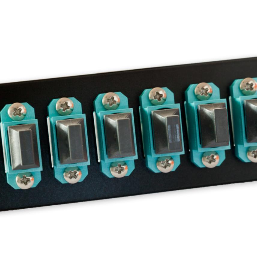 LANmark-OF Adaptor Plate 6 MTP Multimode Key Up Key Down Aqua