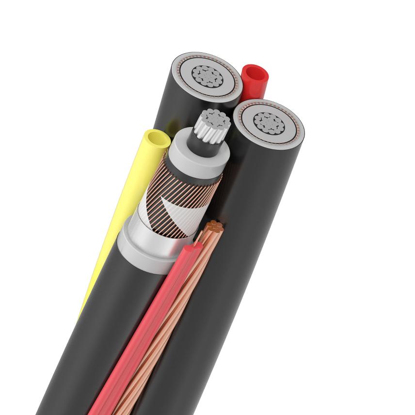 TSLF-OJ 24kV MP three cores with two tubes, one Cu wire and a red searchable marking stripe